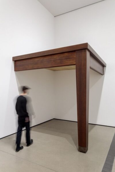 Robert Therrien (1947-2019), No title (table leg), 2010, wood and metal; Robert Therrien Estate; installation photo by Joshua White.