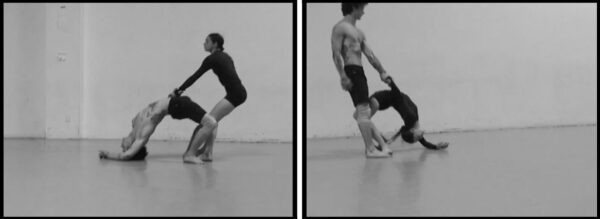 Two photos of two dancers