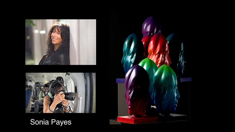 Colored heads sculptures