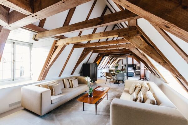 A Dylan loft suite show the A-frame design