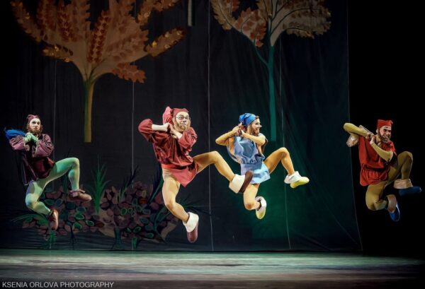 Male dancers jump