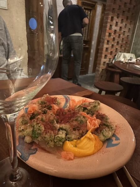 A dish, tempura kale, at the restaurant