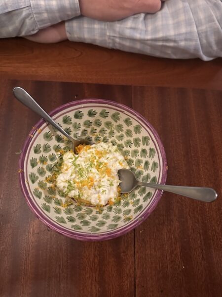 Rice cream and sea buckthorn