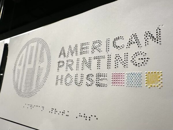 A Braille sign for the American Printing House for the Blind 