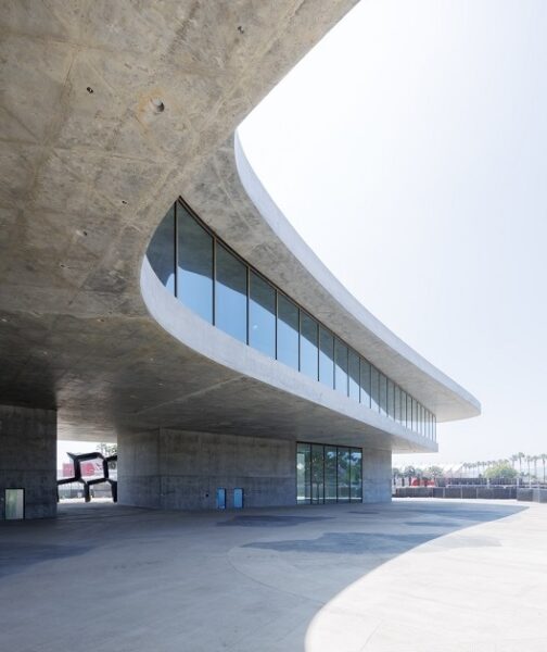 Exterior view of exhibition level of David Geffen Galleries photograph © Iwan Baan.