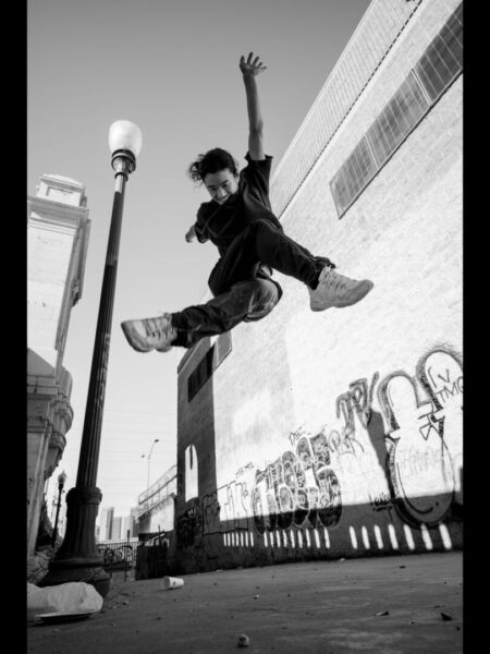 A dancer jumps