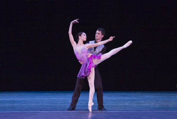 Los Angeles Ballet 2008 in Who Cares? A dancer in purple is held by her partner