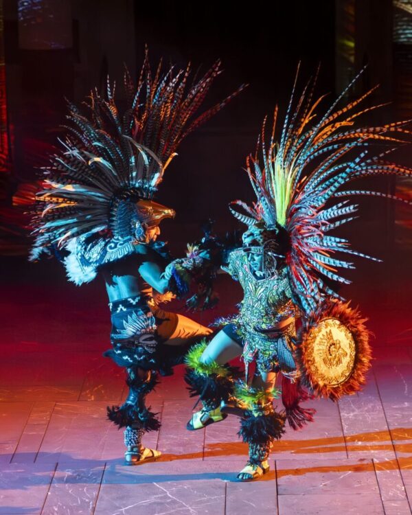 Aztec dancers with feathers
