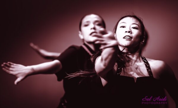 Two dancers in sepia