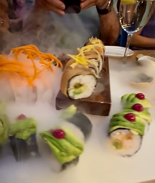 Plates of sushi