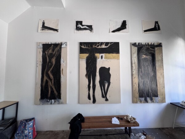 Melora Walters Ancestral the hour of the wolf paintings on a wall