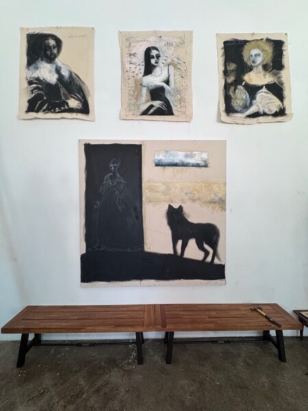 Melora Walters Ancestral the hour of the wolf paintings on a wall