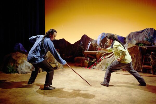 Two dancers face off